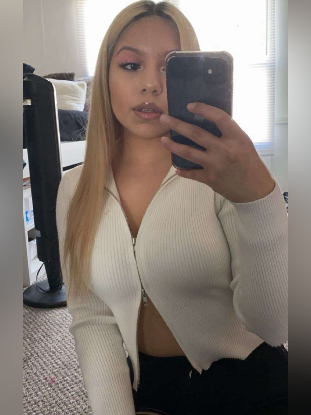 Fashion Nova Cream Ribbed Zip Sweater